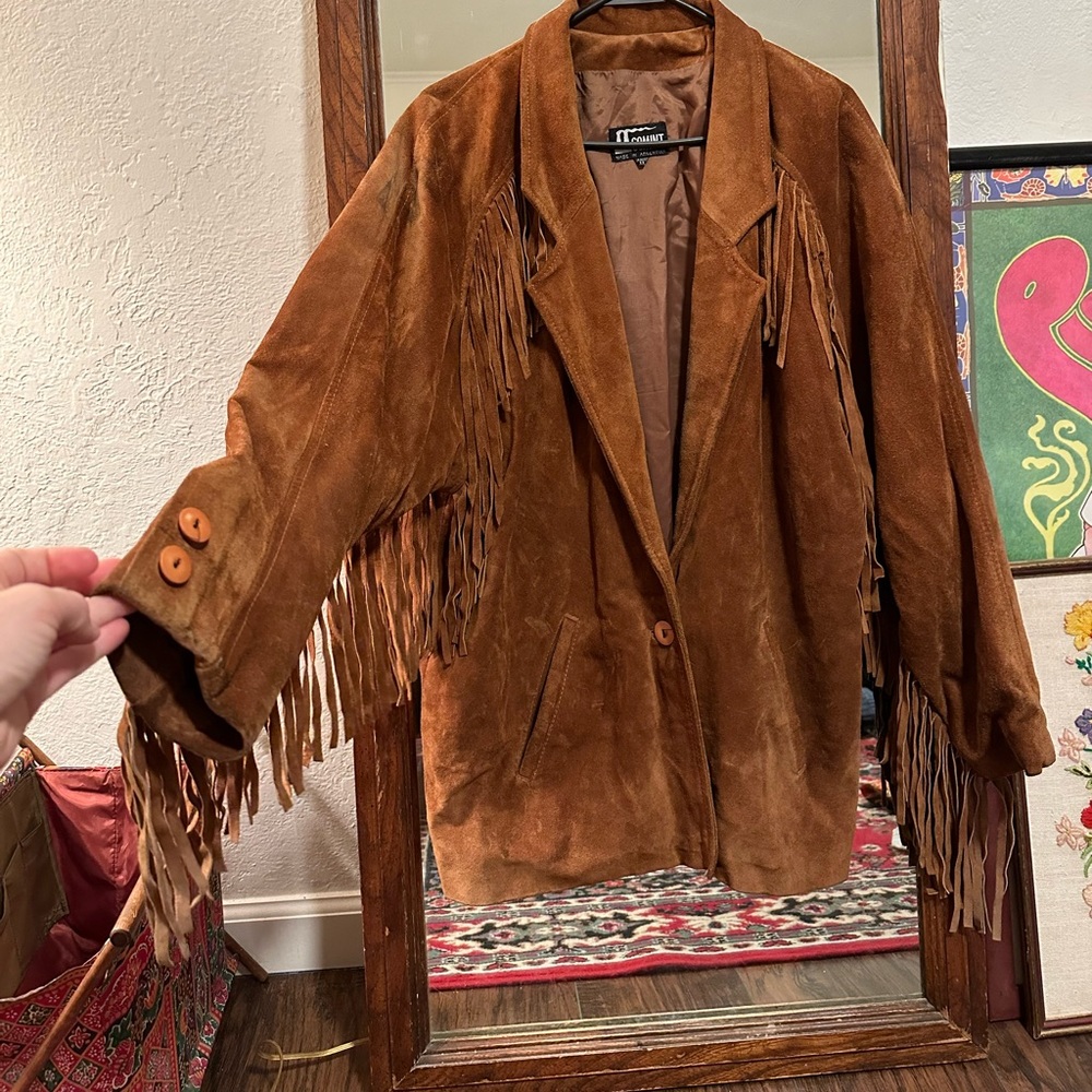Vintage suede fringe jacket